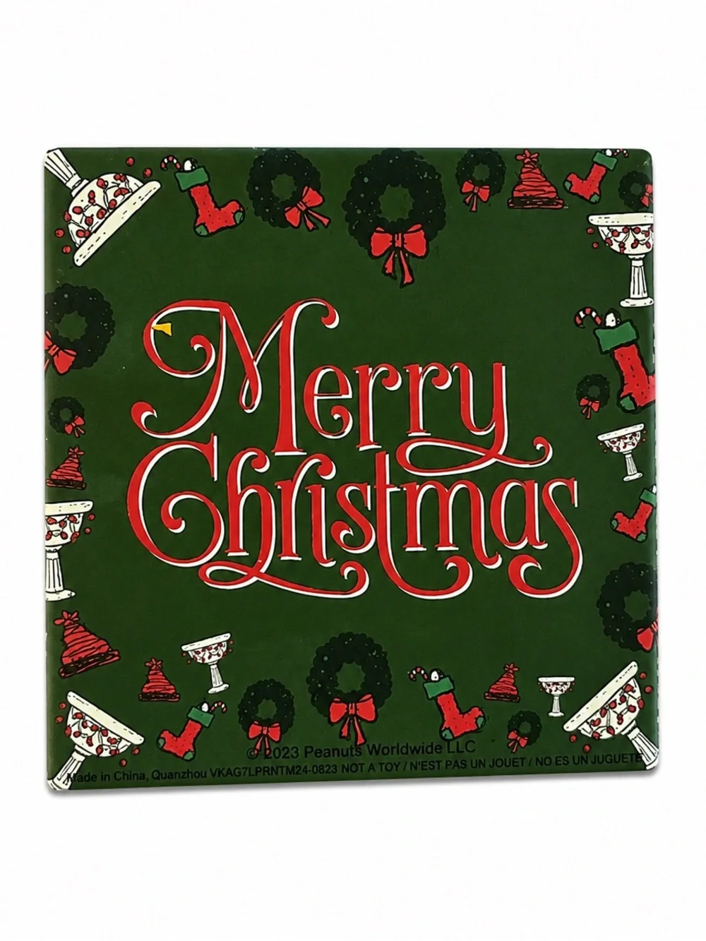 Peanuts Christmas Ceramic Coaster Set 4 Bioworld Snoopy Charlie Brown NIB